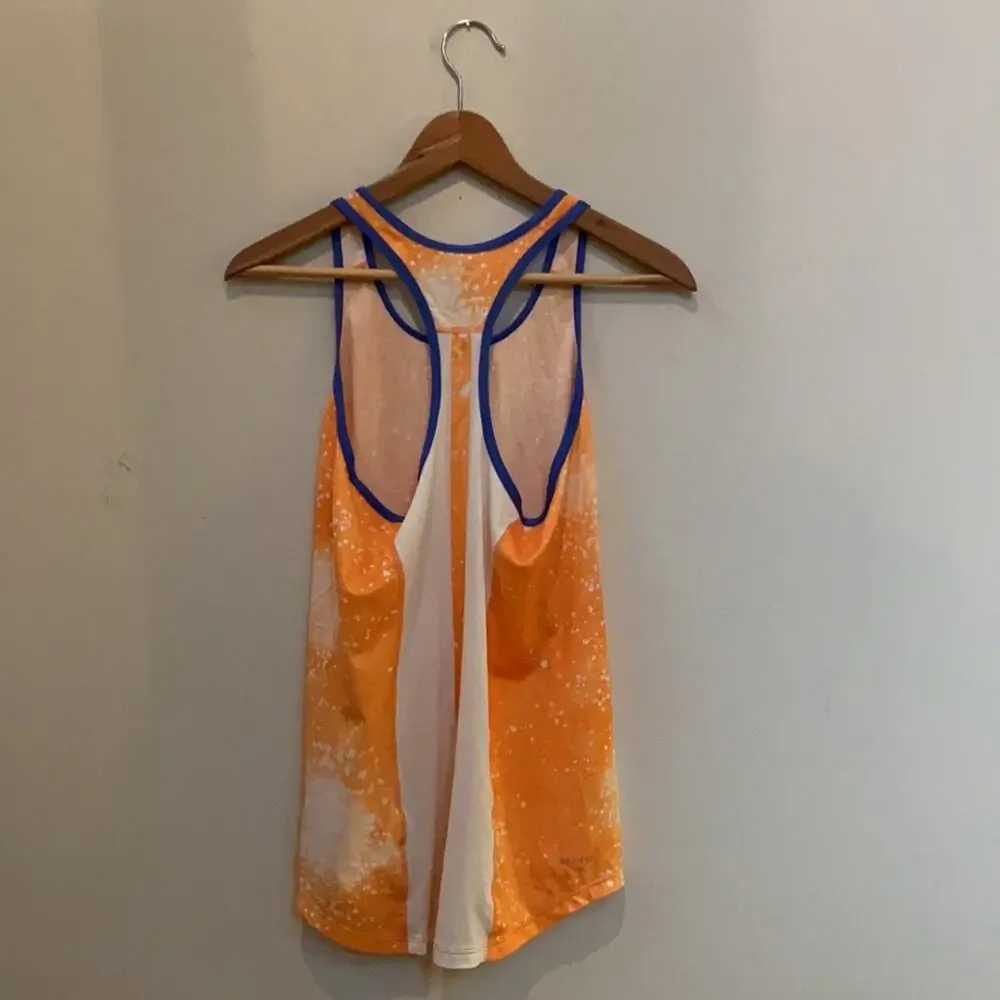 Nike Dri-Fit Tank Top Orange Splatter Design Size Small Loose Fit